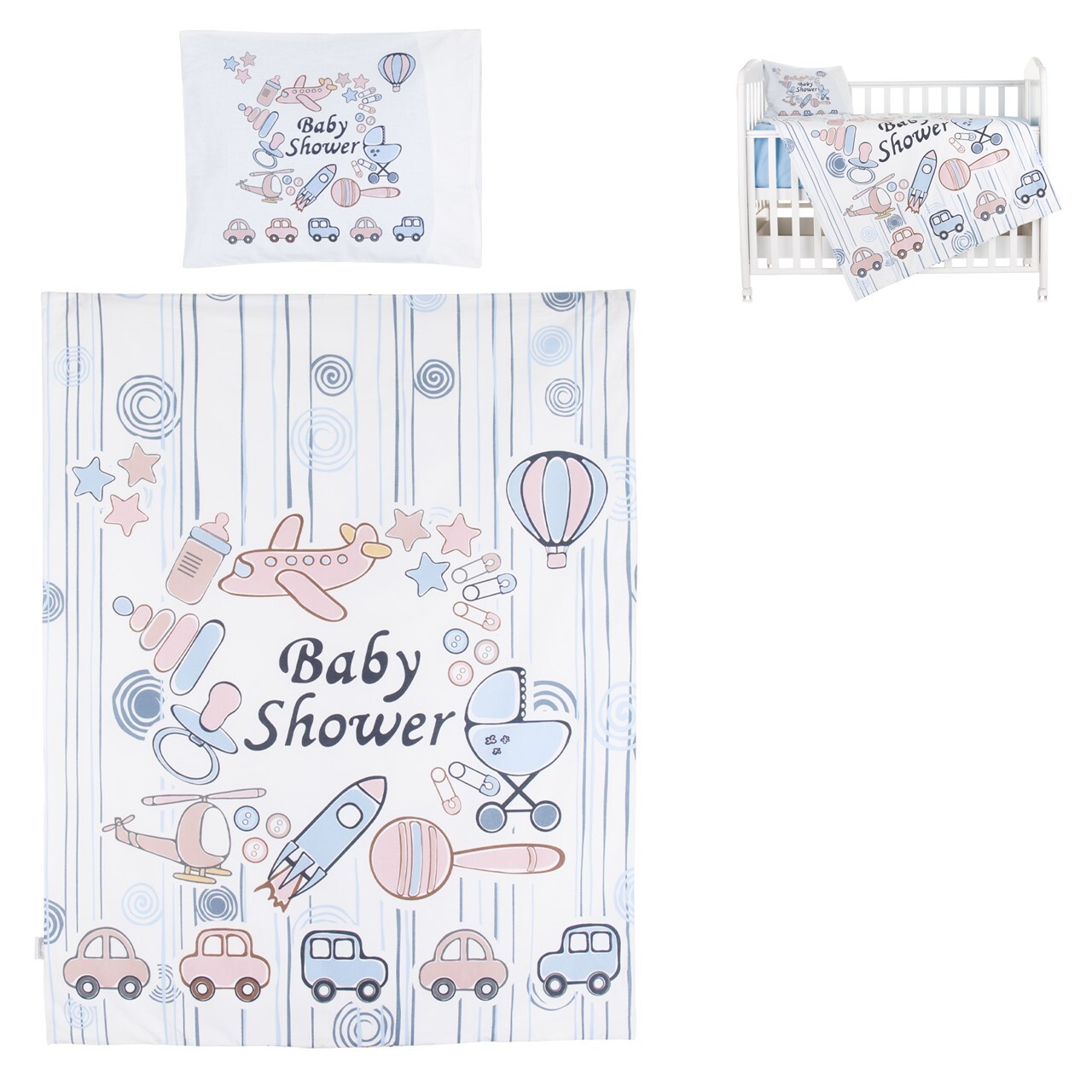 Chipolino 5-teiliges Bettwsche Set, Decke 95 x 125 cm Kissen 35 x 45 cm blau wei SPCET502403