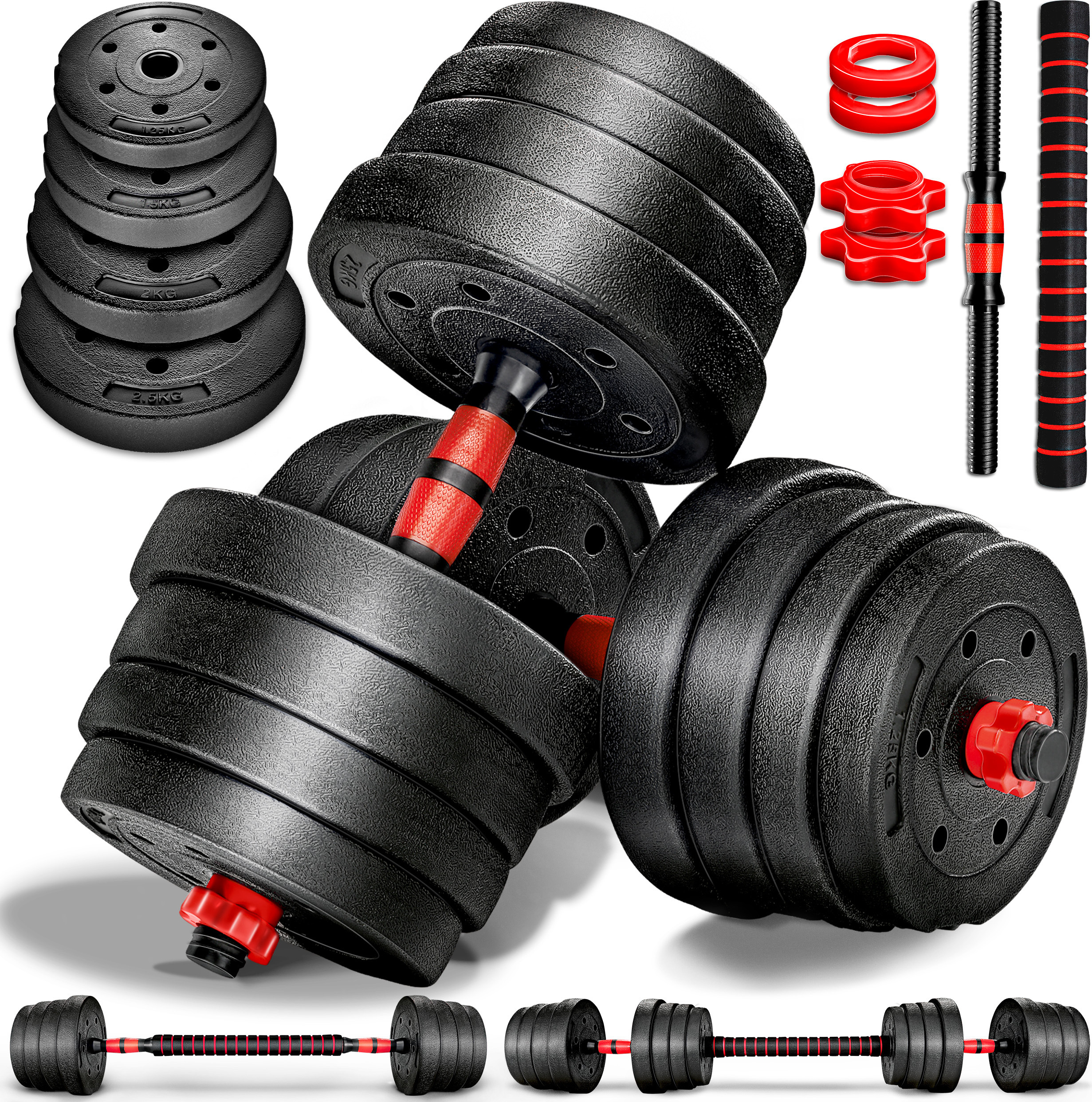 RE:SPORT® Hantelset 30 kg Kurzhanteln Langhantel Set Hantel Hantelscheiben HTZM30