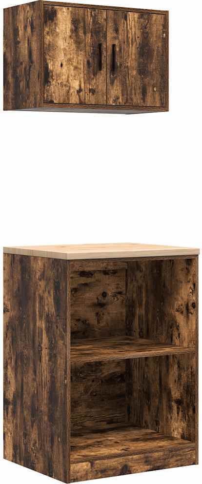 vidaXL Garážové skrine 2 ks Materiál na báze dreva údený dub