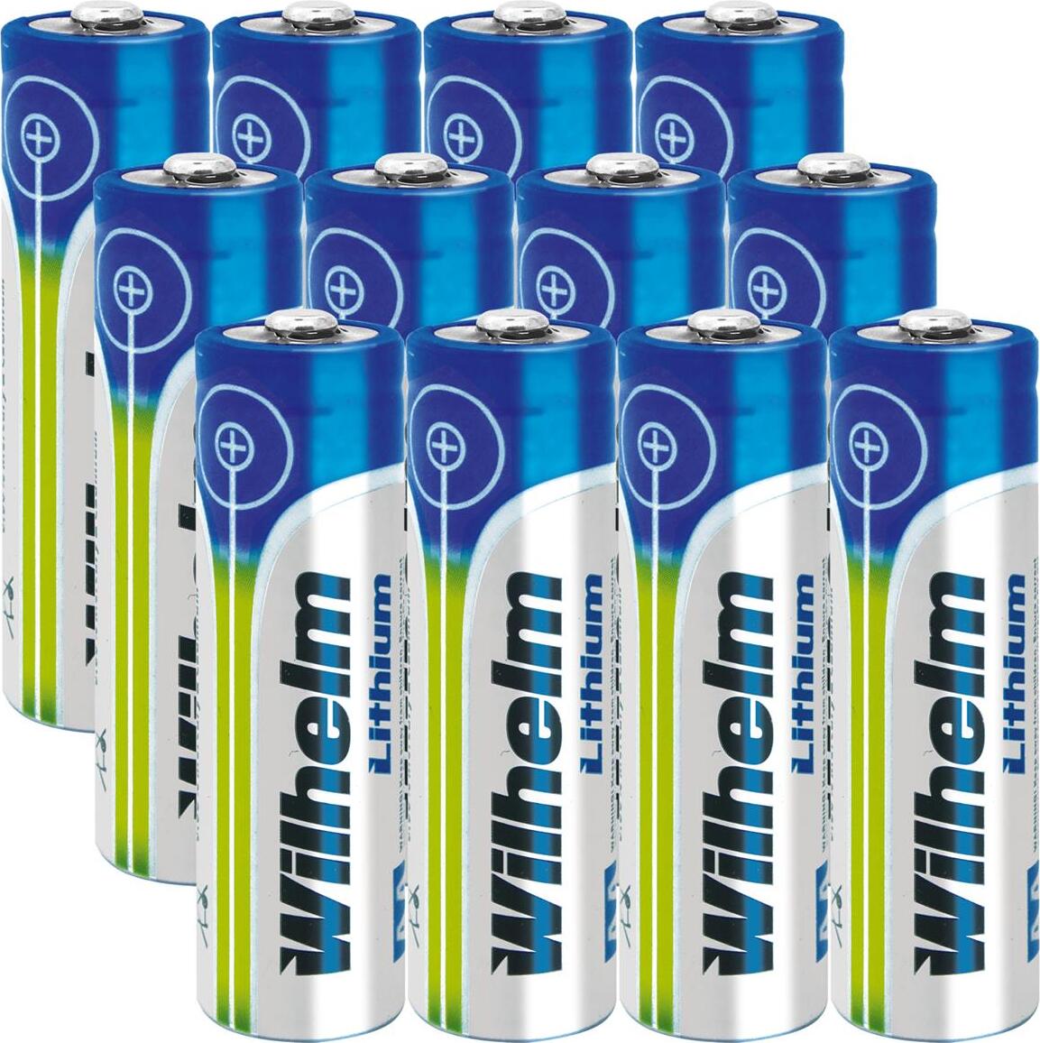 12 x Wilhelm Lithium AA Mignon Batterien LR6 1,5V Lithiumbatterie