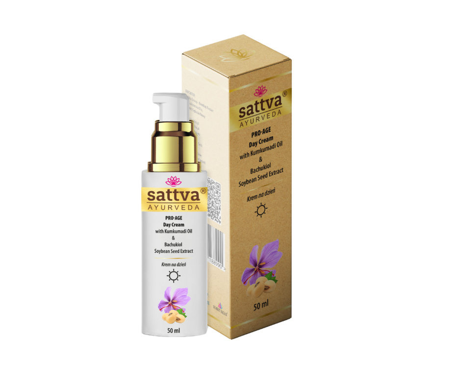 Sattva Ayurveda Face Cream Anti-Wrinkle Pro-Age Day Cream with Kumkumadi Oil & Bachukiol 50ml Sattva Pro-Age Krem do twarzy na dzie, 50ml
