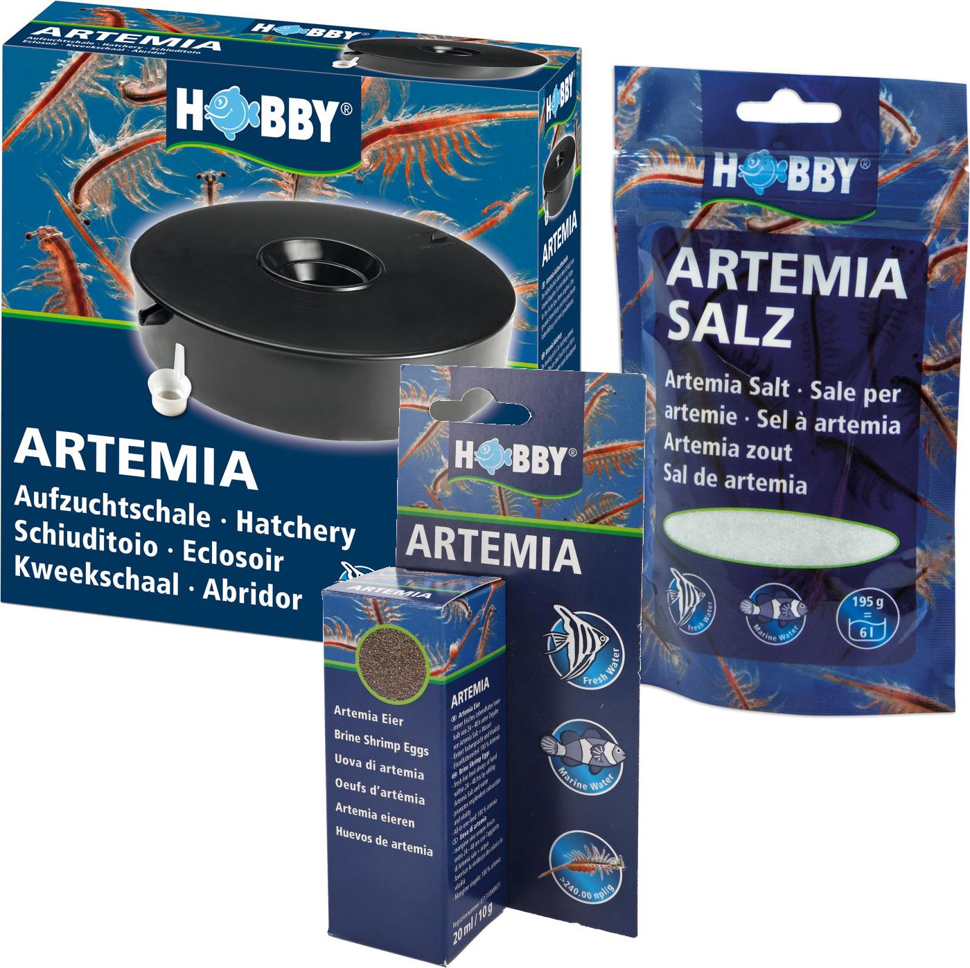Hobby Set zur Artemia Aufzucht: Aufzuchtschale + 20 ml Eier + 195g Salz 99000