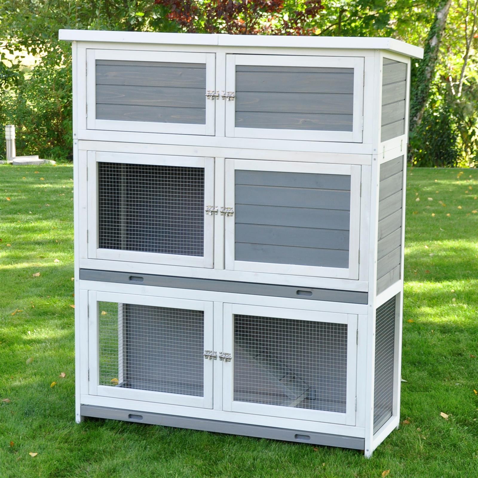 nanook Hasenstall Schnuffi grau weiss 114 x 42 x 101 cm 32114