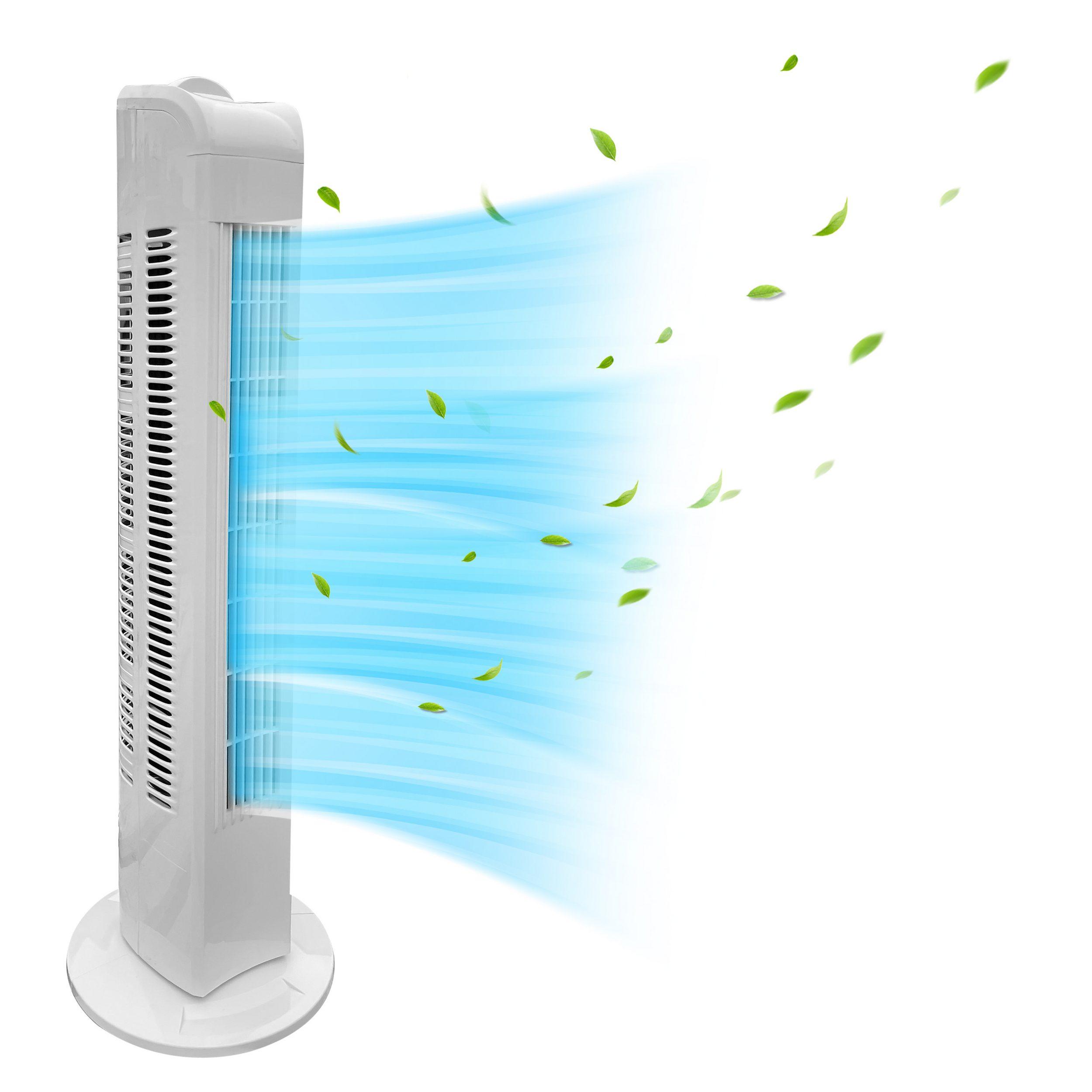 JUNG Turmventilator TVE21 Ventilator 76cm Turmventilator Ventilatoren, 75° Oszillation, Standventilator, 50W Turmlüfter, bis 40m² leise, Ventilatoren