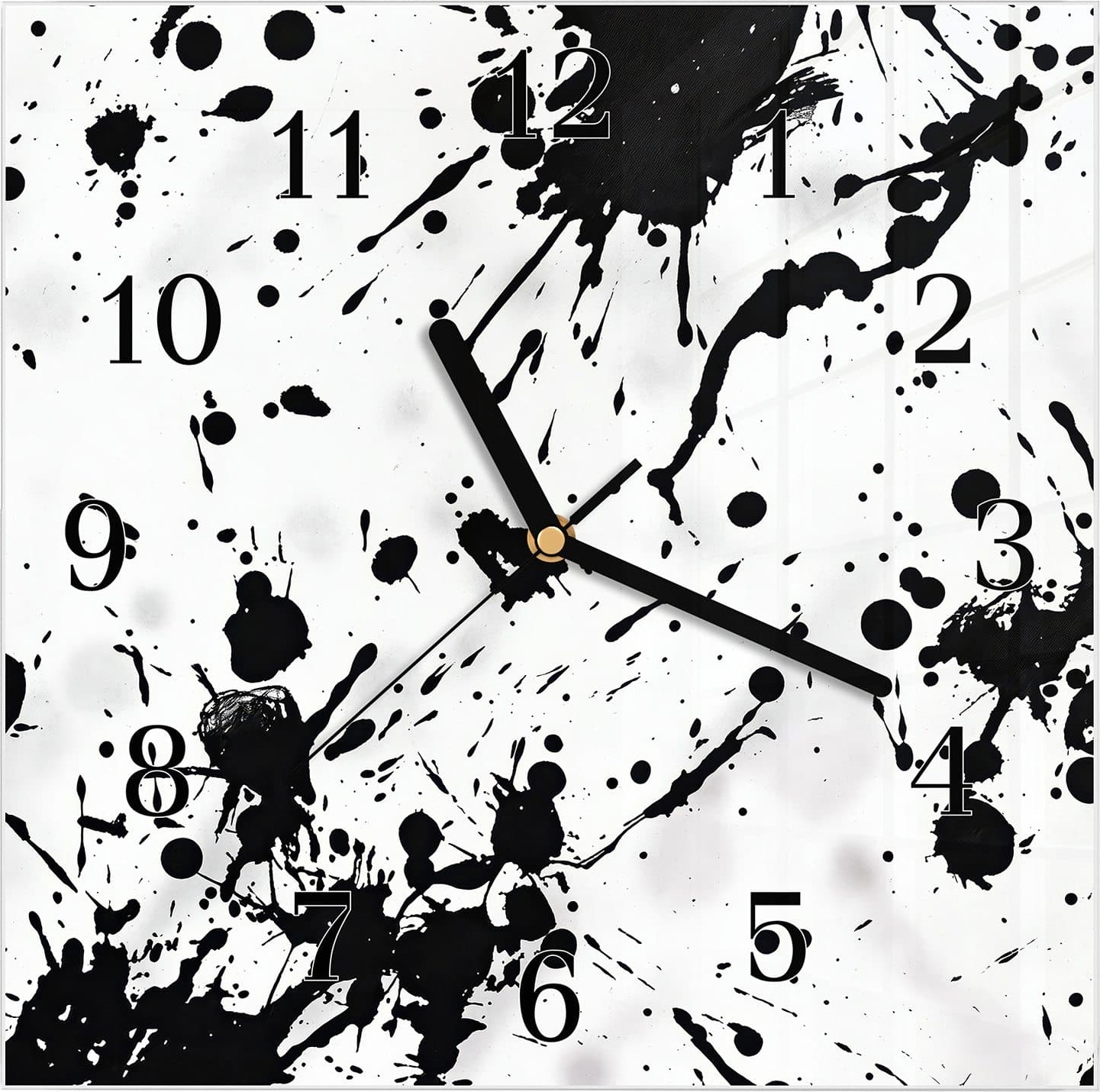 Primedeco Wanduhr aus Glas mit Motiv Farbkleckse- 30 x 30 cm - inkl. Aufhängesystem