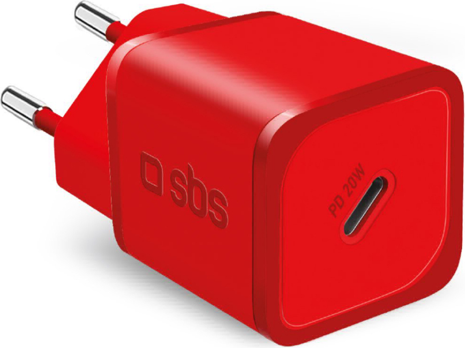 SBS Sieťová nabíjačka Mini USB-C 20W červená TETRGAN1C20R