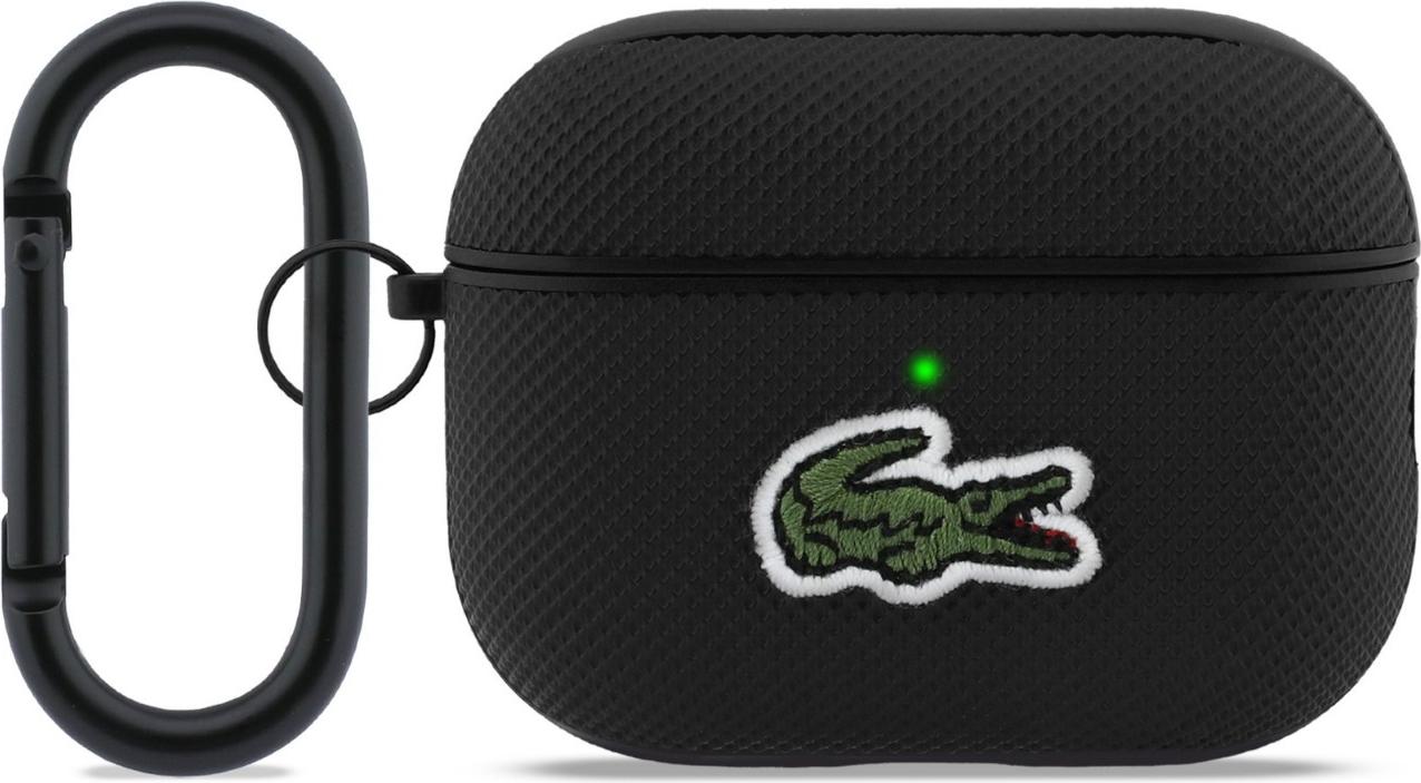 Hülle Case AirPods Pro 3 Lacoste schwarz Logo Krokodil grün mit Karabiner LCAP3PVCK