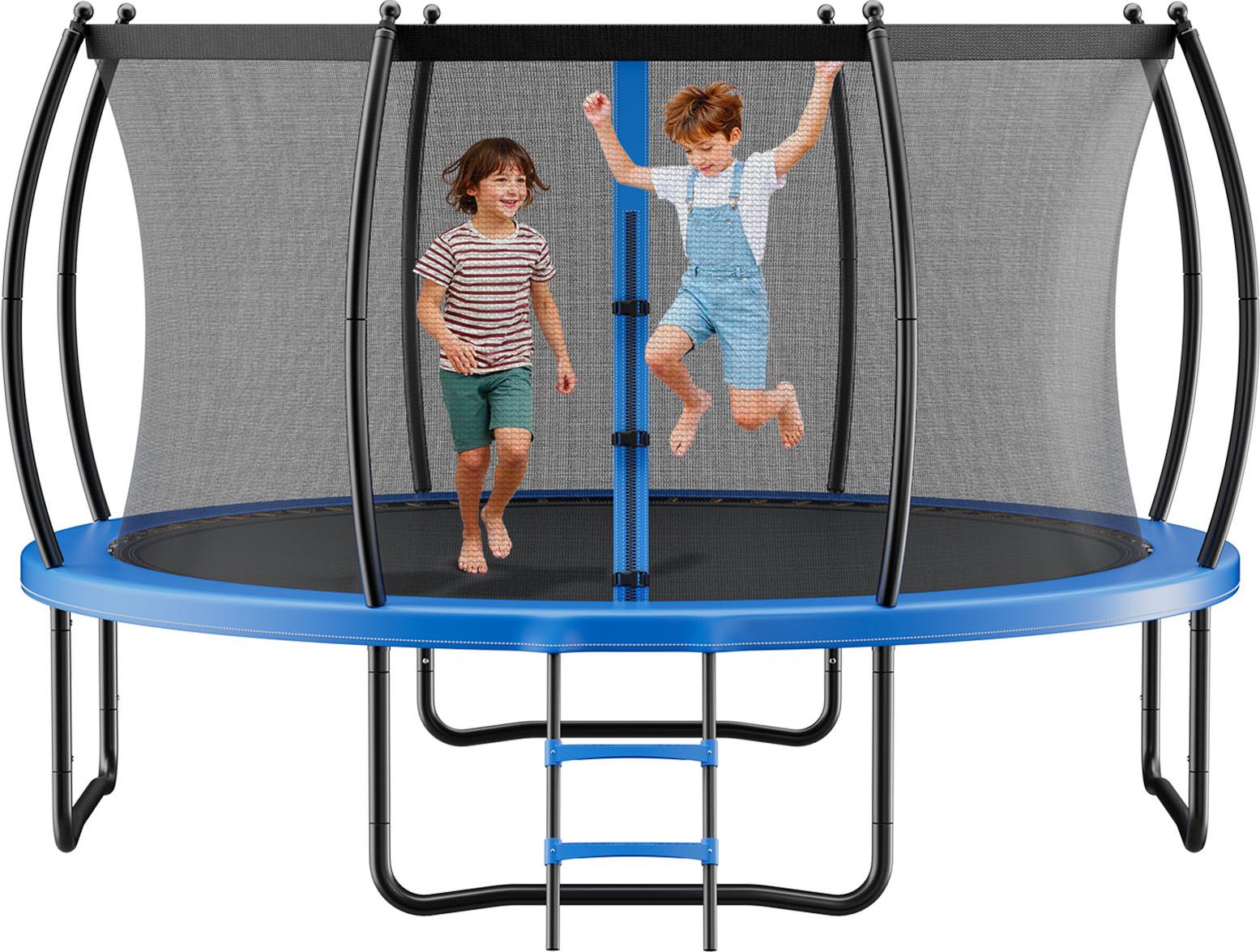 VEVOR vonkajšia trampolína zemná trampolína 305 x 305 cm s bezpečnostnou sieťou a zosilneným polstrovaním, testovaná podľa normy ASTM, vysoko výkonná trampolína, max. 150 kg nosnosť záhradnej trampolíny pre deti