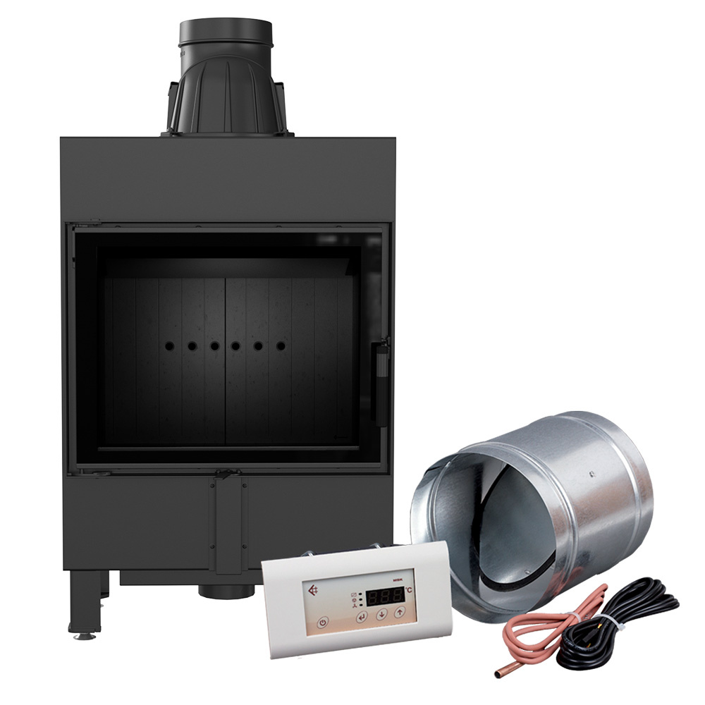 Inteligentný oceľový krb KRATKI LUCY SLIM 8 kW Ø 160 čierny thermotec MSK