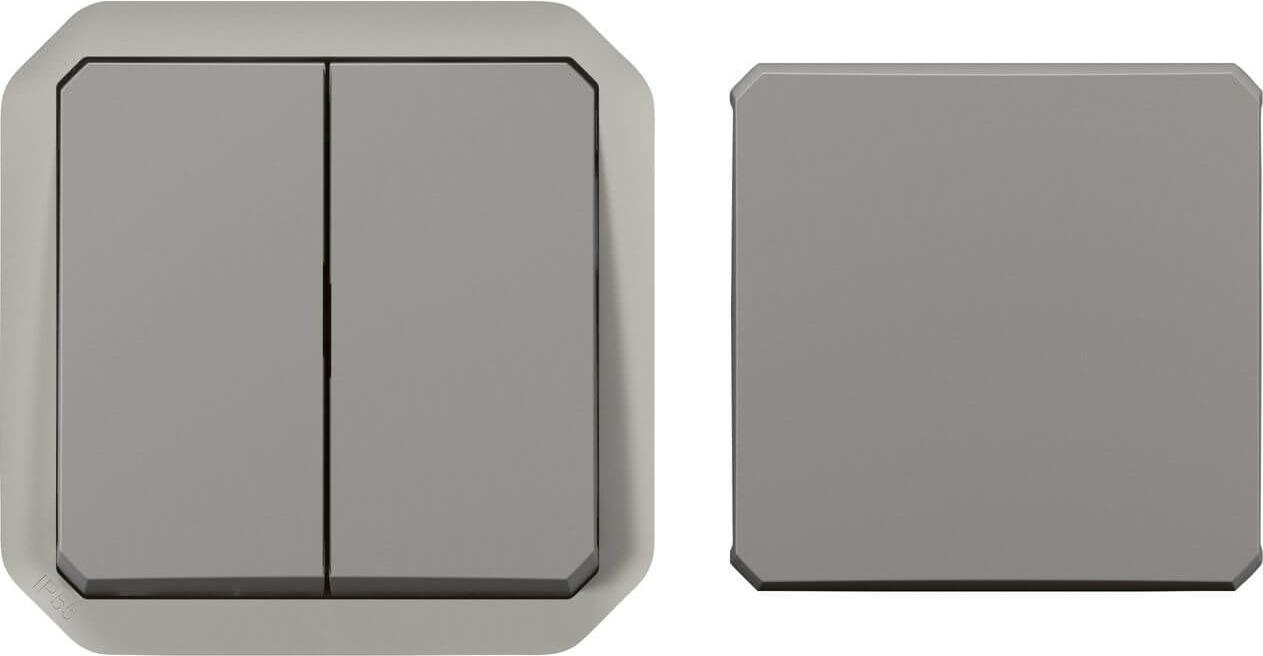 Legrand PLEXO New Einsatz, 5-in-1 Feuchtraum Aufputz Doppelwechseltaster, Doppelwechsel-/Wechselschalter + Taster mit Wechselkontakt, Wechselschalter, Wechseltaster 069506L