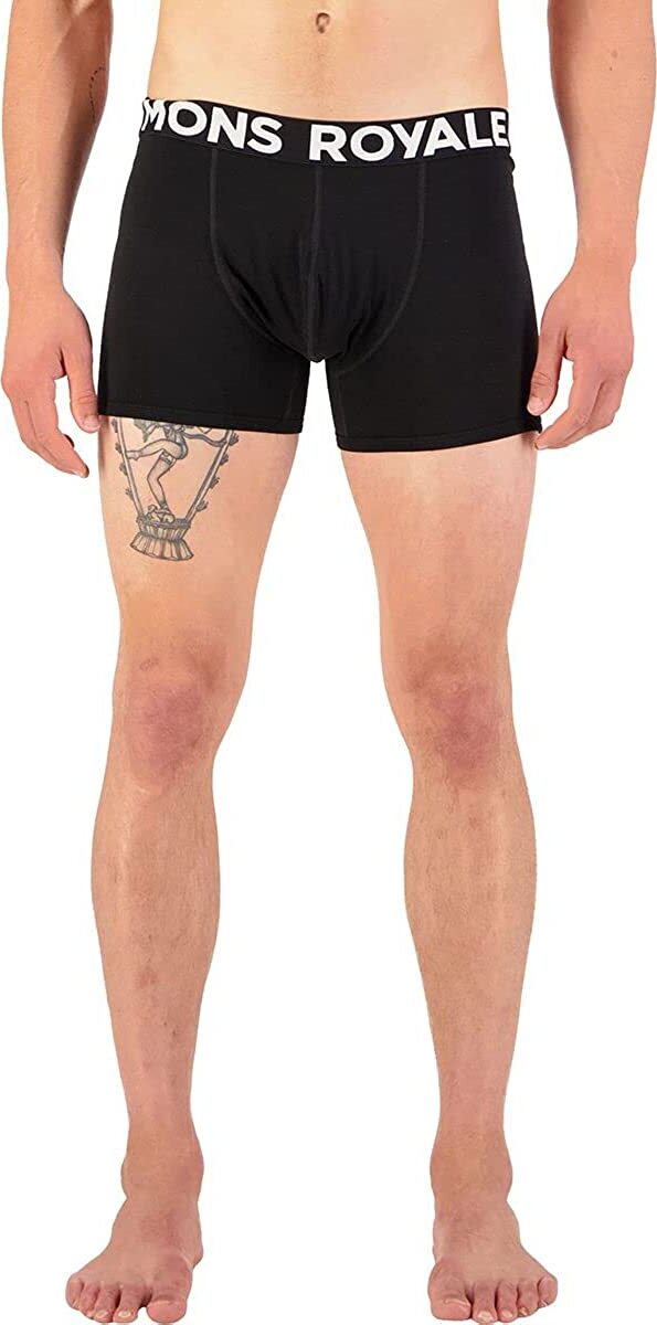 Mons Royale M Hold 'EM Boxer Shorty Schwarz, Herren Merino Unterwäsche, Größe M - Farbe Black