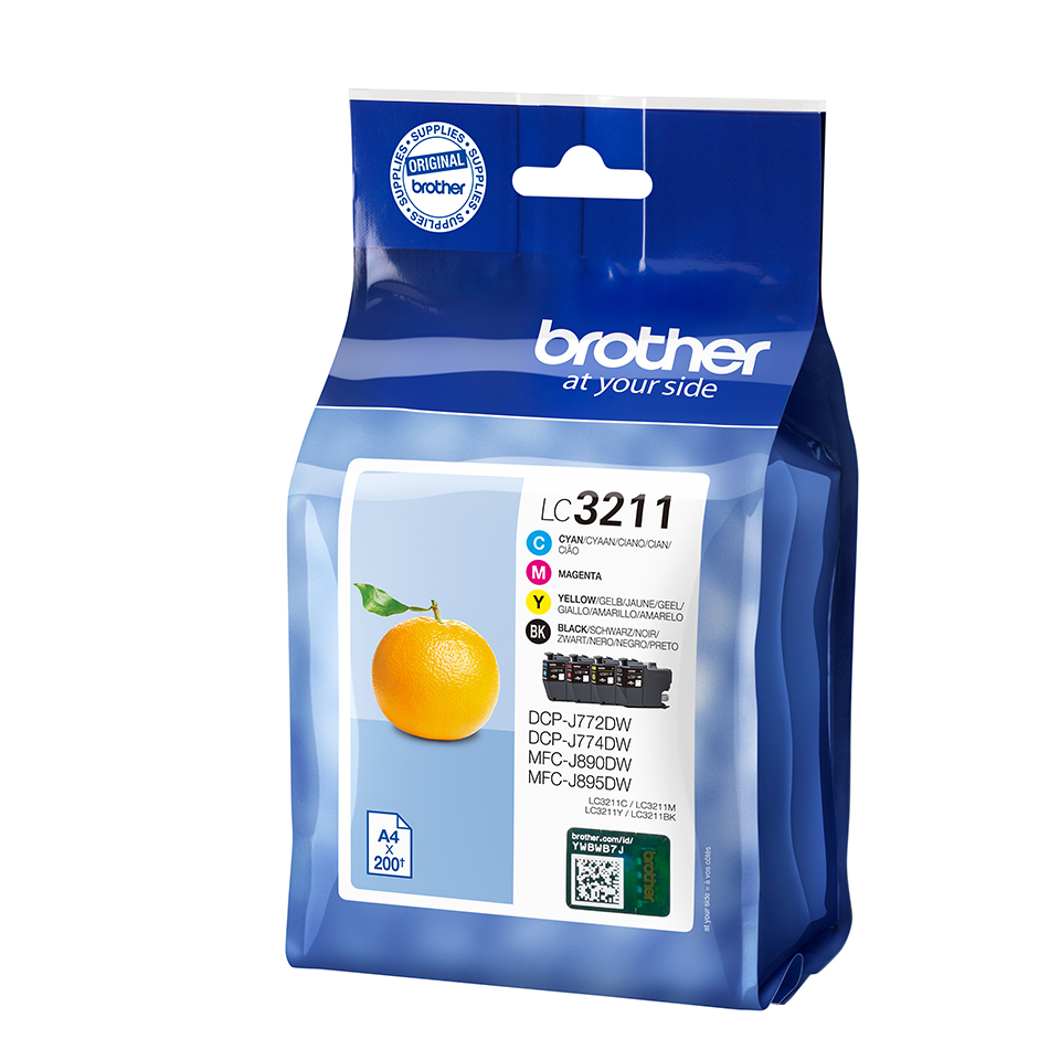 Brother LC-3211VAL Tintenpatrone MultiPack Bk,C,M,Y Blister, 200 Seiten ISO IEC 19752 VE=4 für Brother DCP-J 772