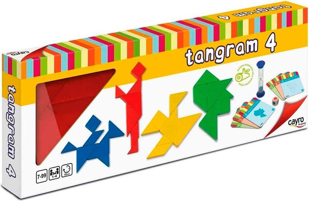 Cayro - 4 hölzerne Tangram - Brain Teaser - Entwicklung kognitiver Fähigkeiten - Holzteile - Alle Altersstufen CAYRO 642173