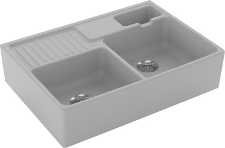 V&B Spülstein-Doppelbecken Restesch., m Abl., Hand., steam C-plus