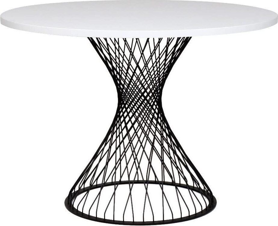 Runder Esstisch, weiß-schwarz, Q 105 x75,5 cm