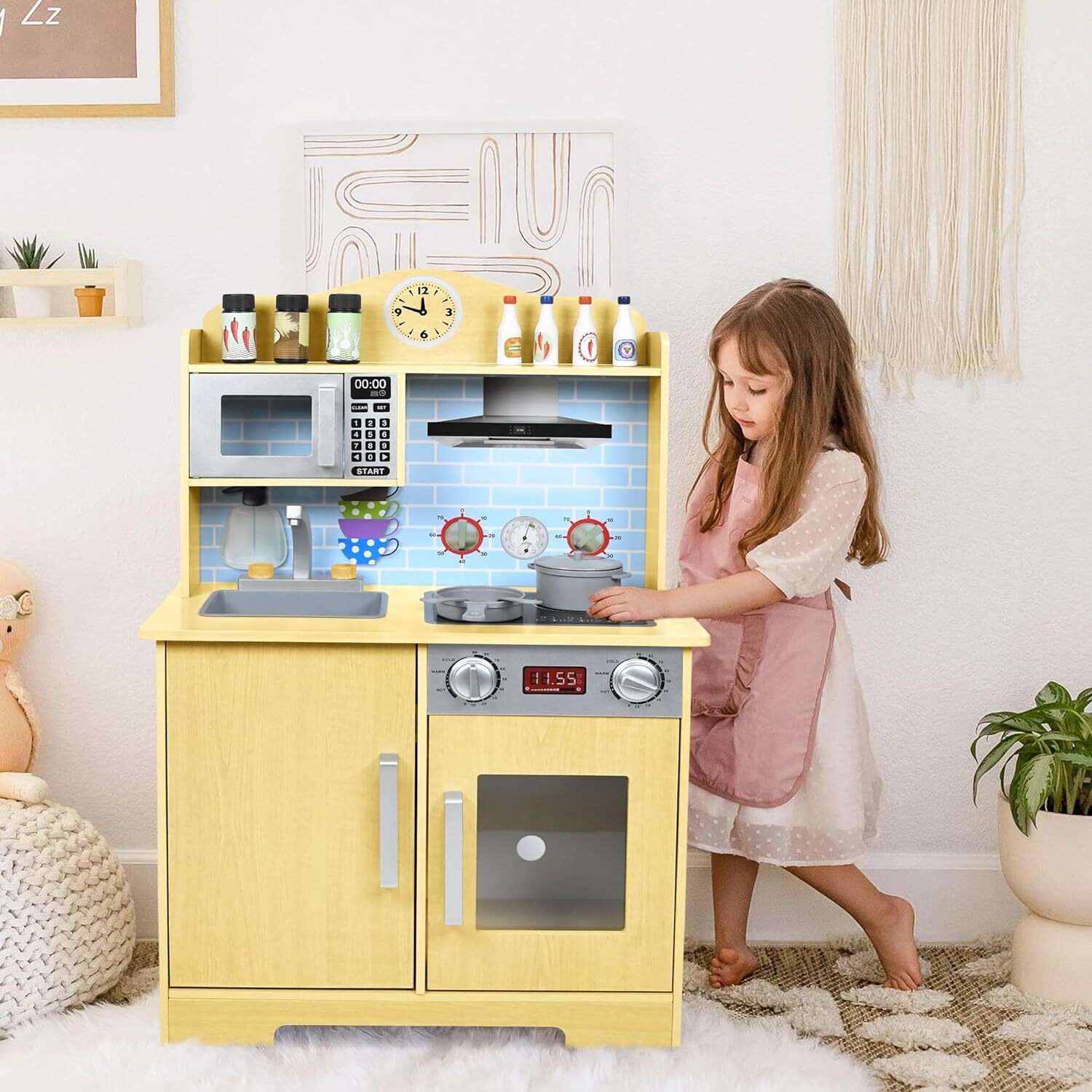 Kleinkind-Spielküche, Holz-Spielzeug, Kinderküche Produktbild-Vorschau 2