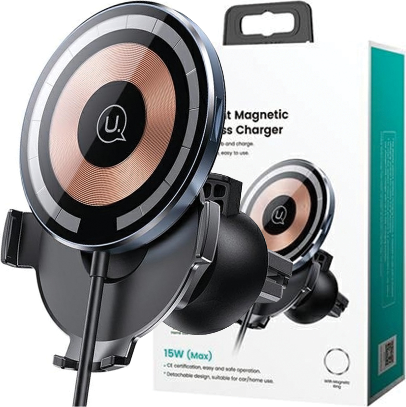 Usams Us-Cd164 15W 2V1 Magnetický Indukčný Držiak Na Mriežku Ventilátora. Banner Cd164Dz02