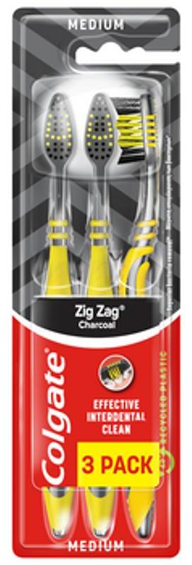 COLGATE ZIG ZAG CHARCOAL Zahnbrste, 3 Stck.