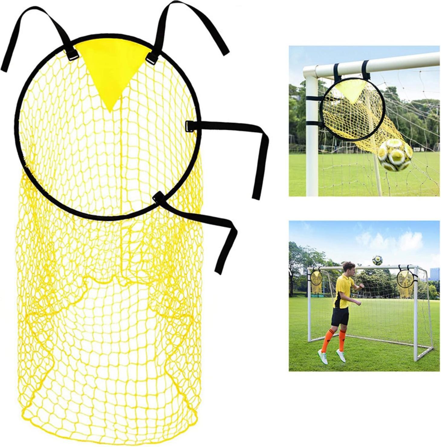 Markenlos Fußballtor-Netz - Fußballtor - Durchmesser Fußballtor 45 cm - Trainingsausrüstung für Schussgenauigkeitstraining - Gelb