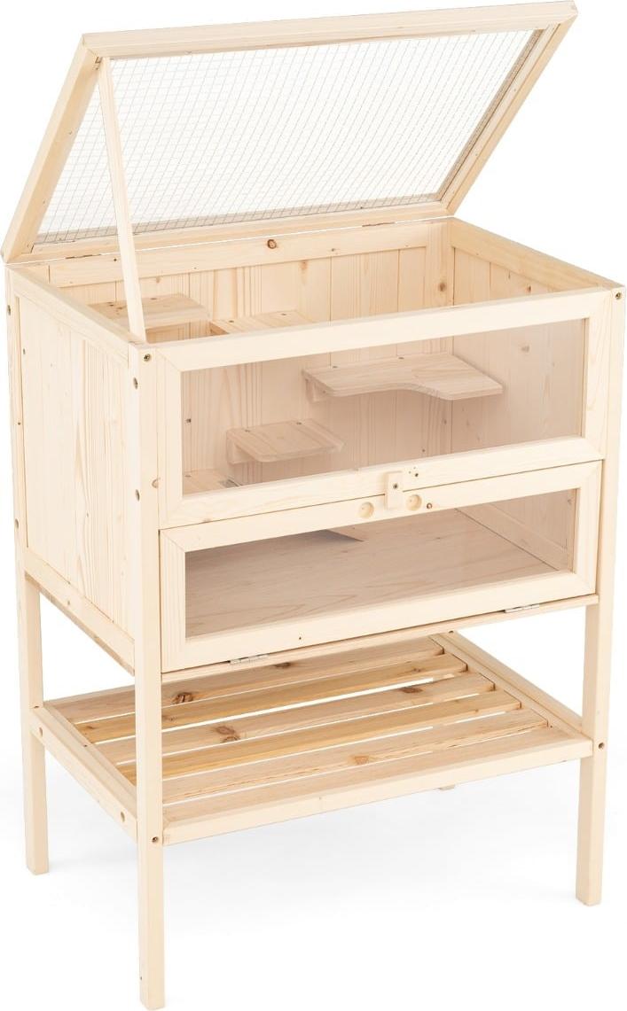 Northix Hamsterkäfig mit Gitterdach, abschließbarer Tür und Acrylglasscheibe