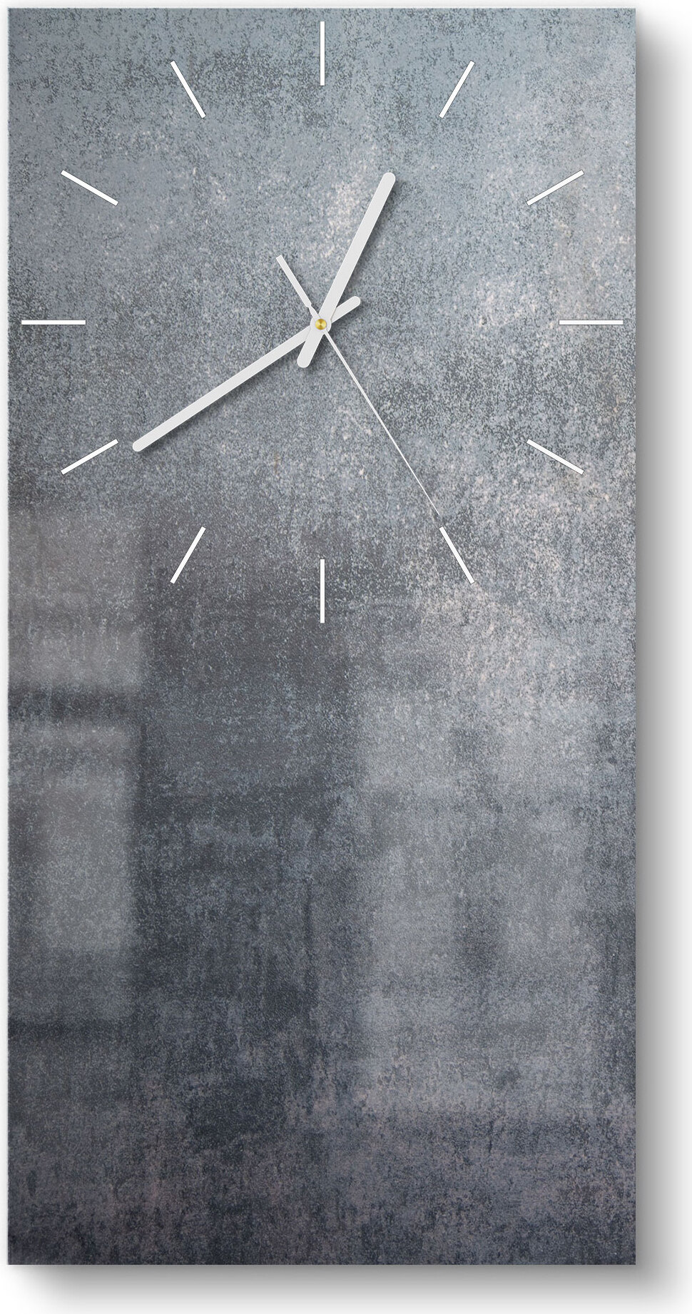 DEQORI Glasuhr 30x60 cm Modern 'Raue Metalloberfläche' Wanduhr Glas Uhr Design leise WC-30-60-M-1187