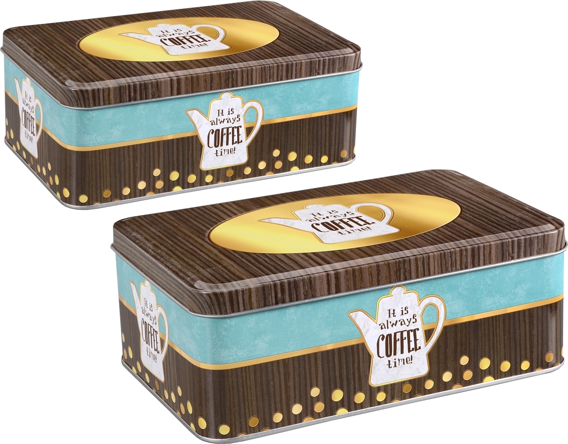 tea & home e.U. tea4chill Keksdosen / Teedosen / Kaffeedosen / Vorratsdosen Set „Coffee Time“, 2 Dosen, Scharnierdeckel