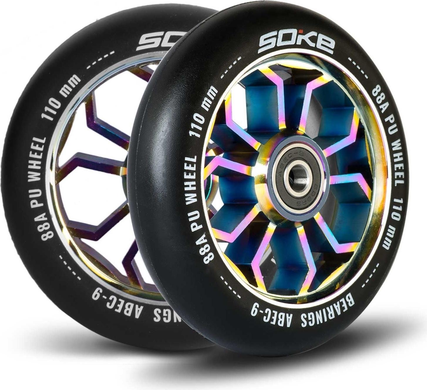 B2X Regenbogenfarbene Räder für Roller 110 mm, 2er-Pack