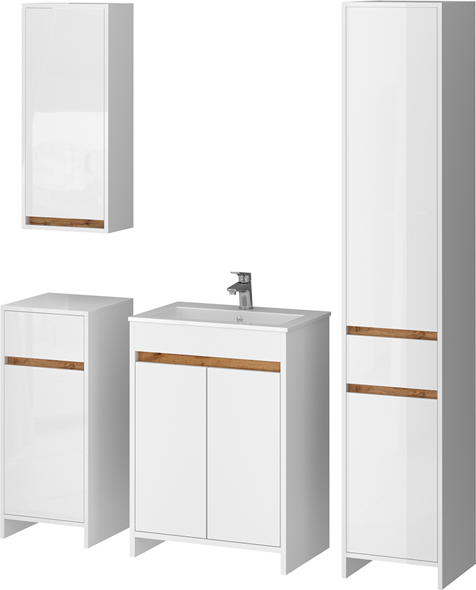 Badmöbel-Set Vicco Lemgo Weiß Hochglanz 5er-Set, Model 49841
