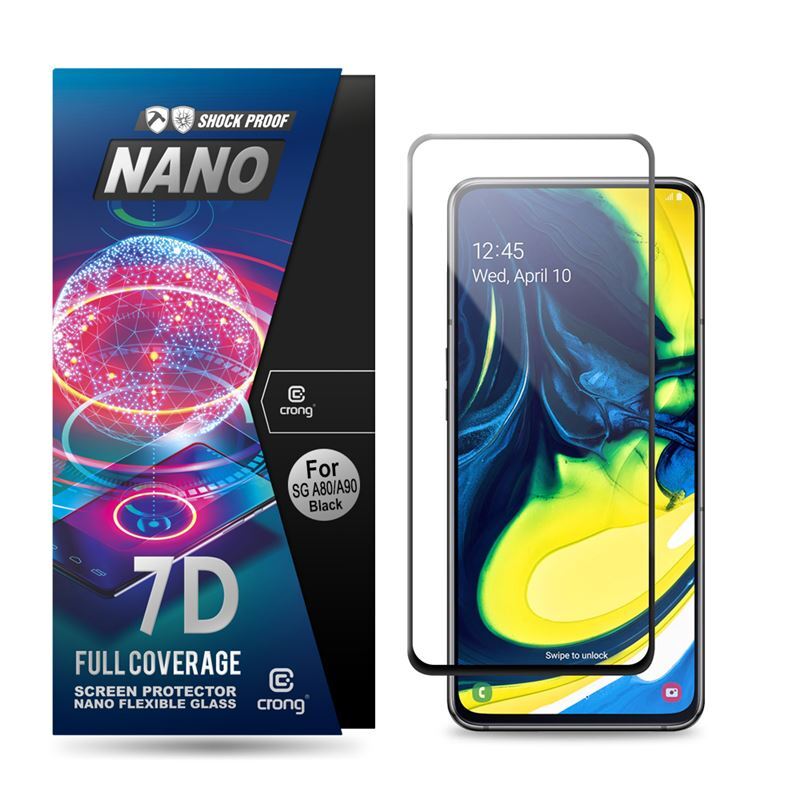 Crong 7D Nano Flexible Glass - Hybridná ochrana obrazovky s plným pokrytím 9H Samsung Galaxy A80 / A90