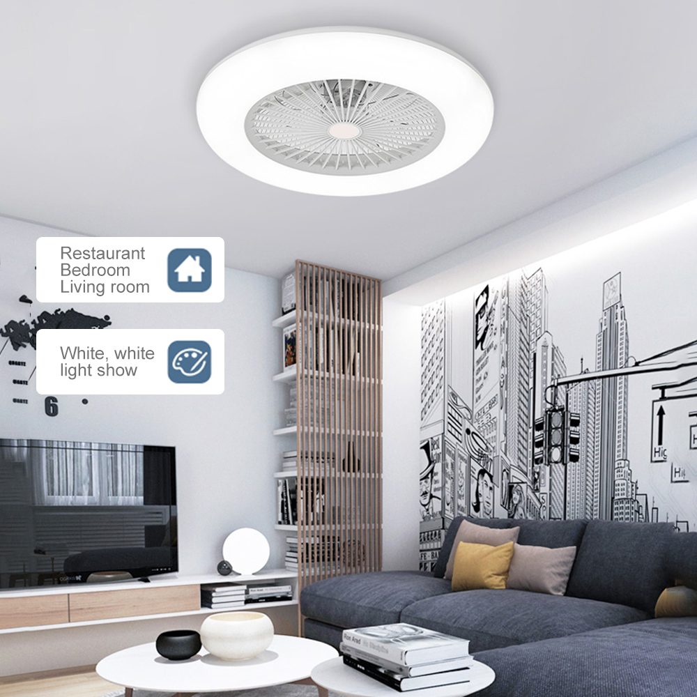 Deckenventilatoren mit Beleuchtung 36W Creative Invisible Fan LED Deckenleuchte Fernbedienung Dimmbar Ultra-leiser Lüfter Kronleuchter Wohnzimmer Schlafzimmer Kinderzimmer Deckenventilator Lampe
