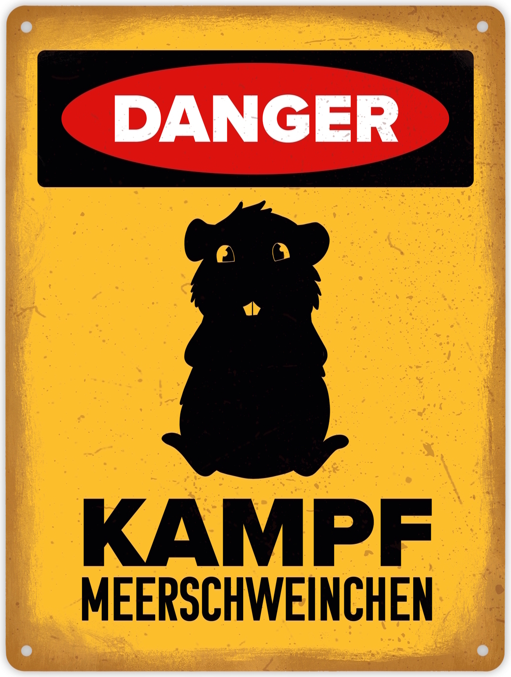 speecheese Danger Kampf Meerschweinchen Metallschild XL in 21x28 cm mit Meerschweinchen