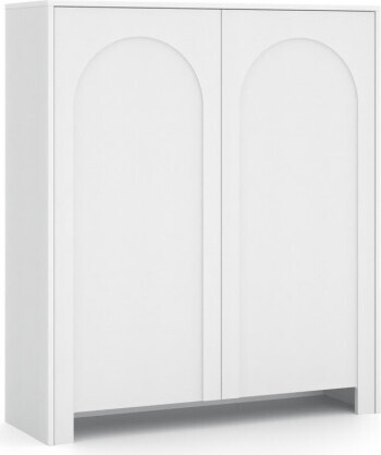 Vivaldi „Arco“ Hohe Kommode mit zwei Türen für Wohnzimmer oder Schlafzimmer – in Weiß, mit fronten in gebogener Form – 100 x 35 x 117 cm.