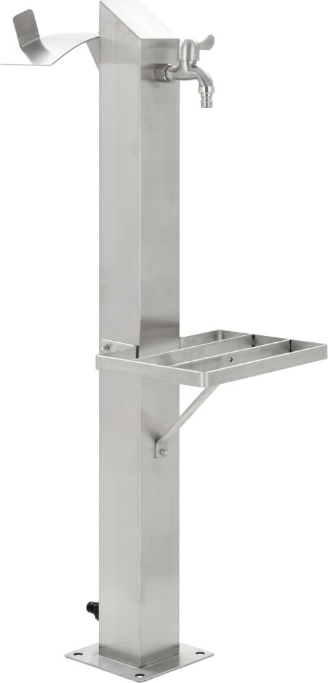 Colonna D'acqua da Giardino in Acciaio Inossidabile, Colonna D'acqua Quadrata Verticale per Esterni Indipendente, Doppia Entrata D'acqua(60cm