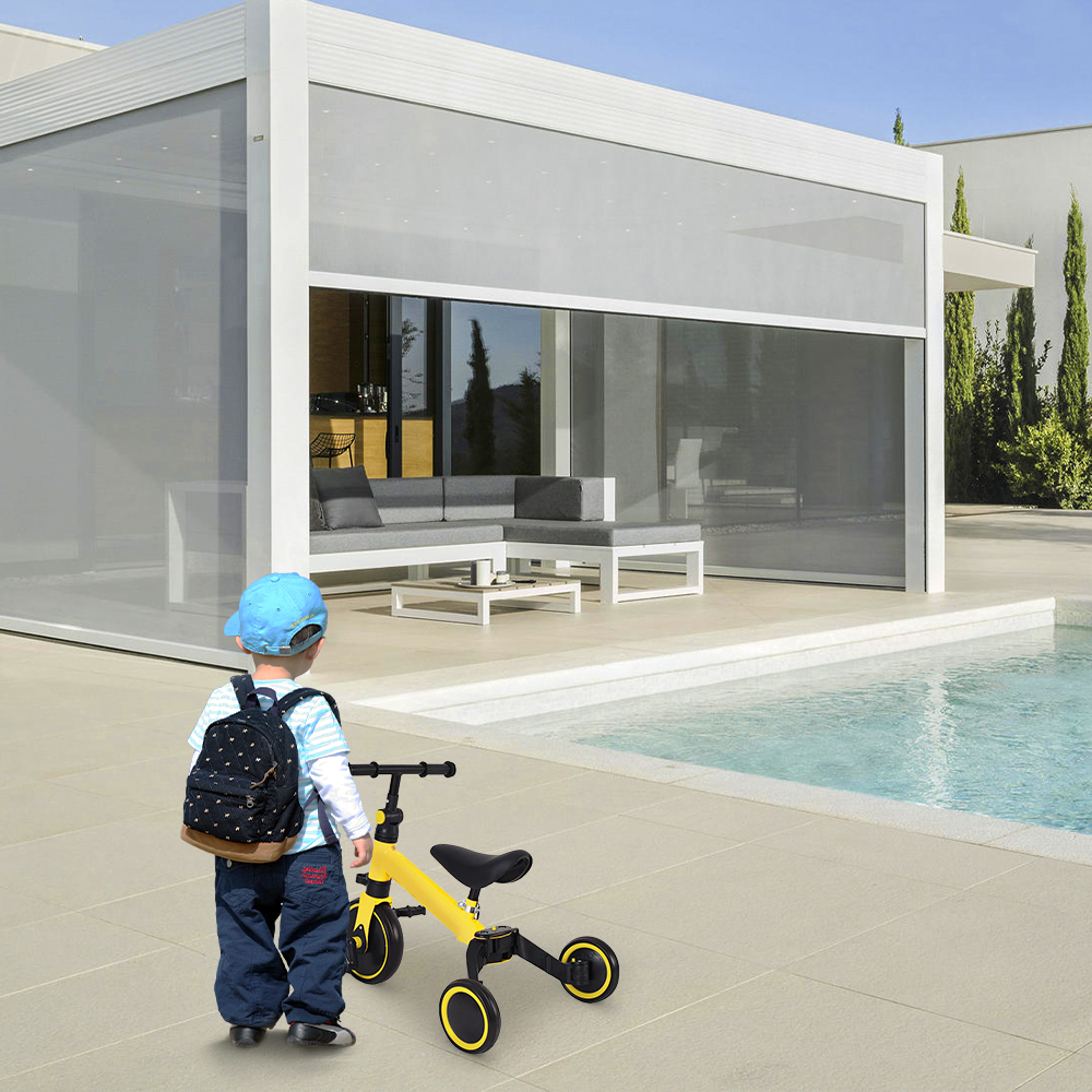Supfine Laufrad Kinder 2 in 1 Wagen Schiebewagen abnehmbare Schubstange Gelb