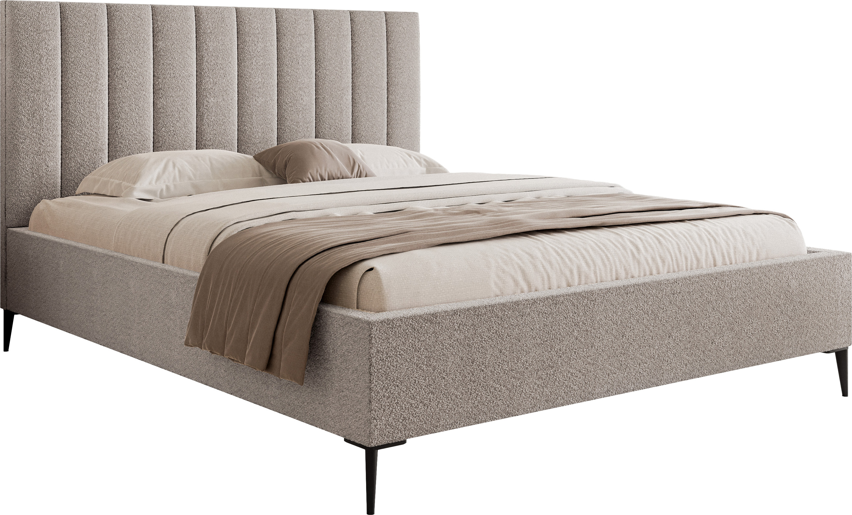Schlafzimmer Bett Polsterbett Mona SLIM III 160x200 cm mit Hochwertigem ABRIAMO Stoff - Luxus Bett mit Erhöhtem Kopfteil und Stabiler Konstruktion | 160x200 cm | Grau