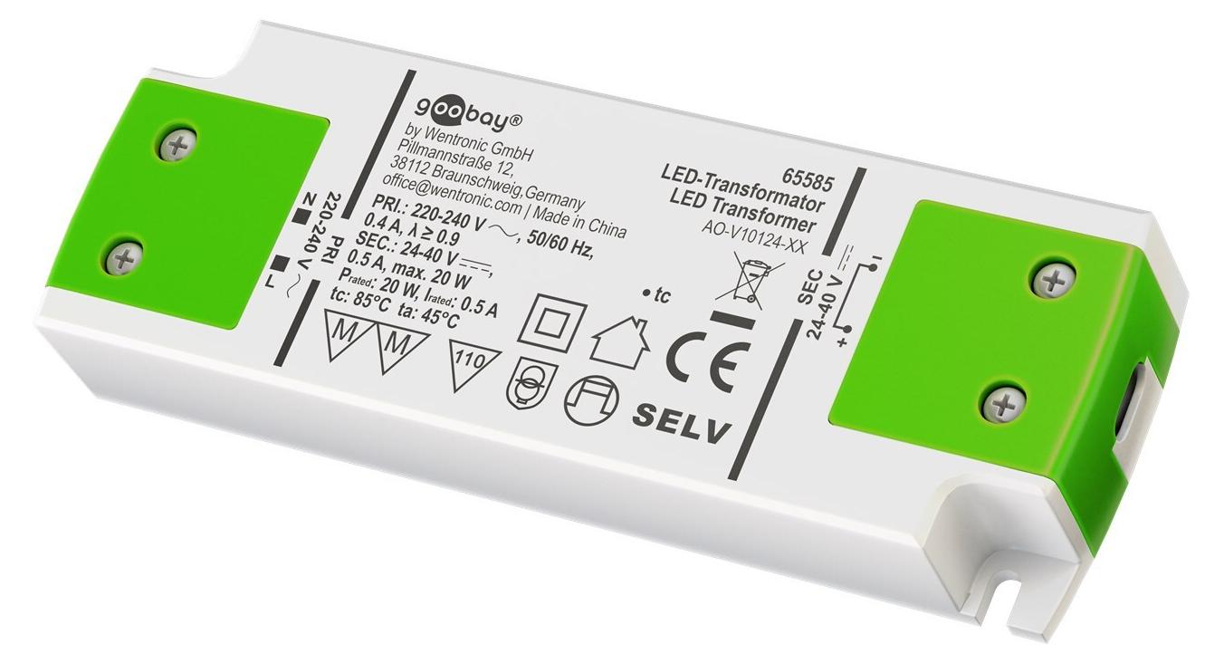 Goobay LED-Konstantstrom-Trafo 500 mA, 20 W, superflach 65585