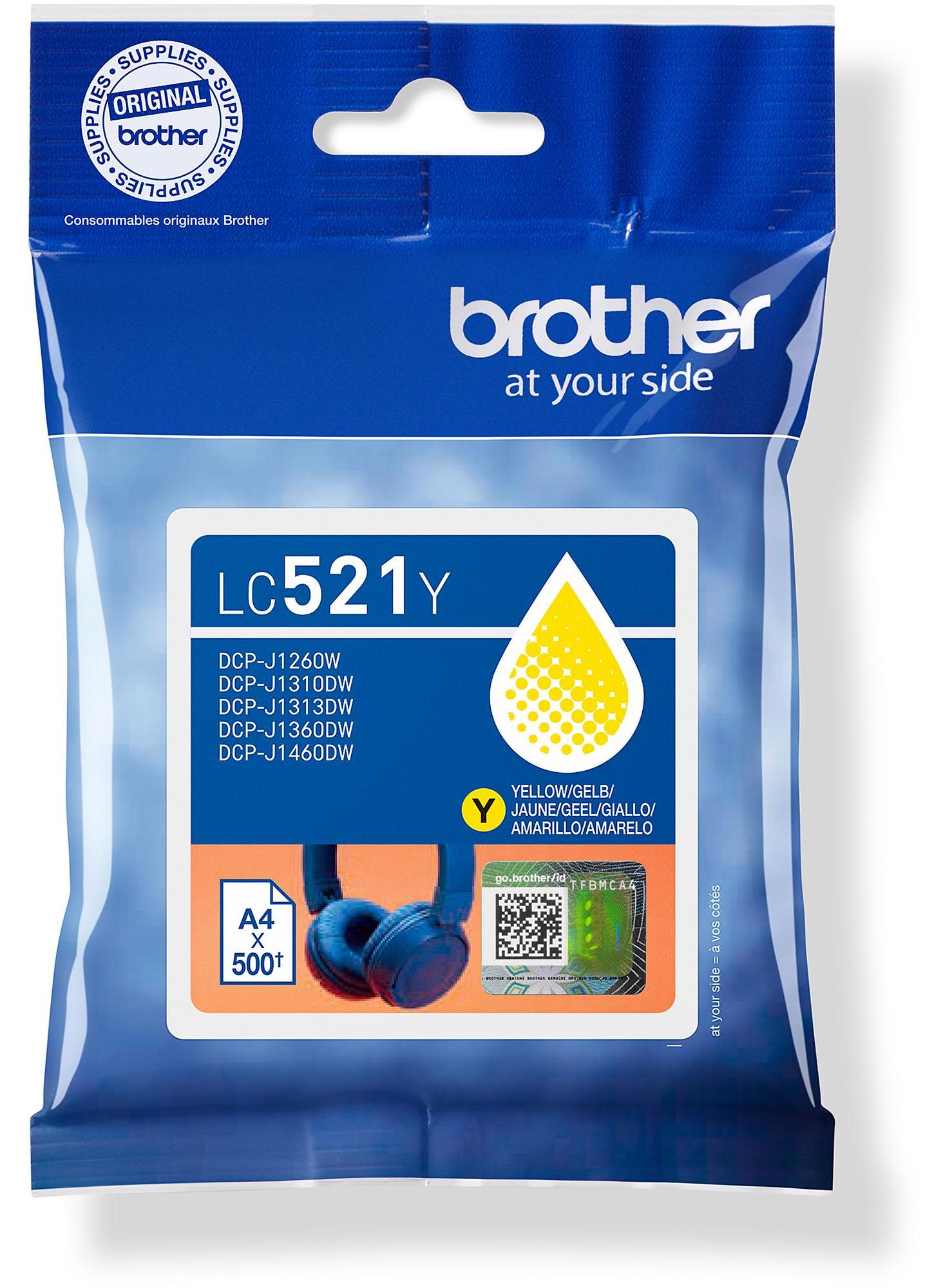 Brother LC521Y, Žltá, 1 kusov, 500 strany, Balenie po jednom kuse