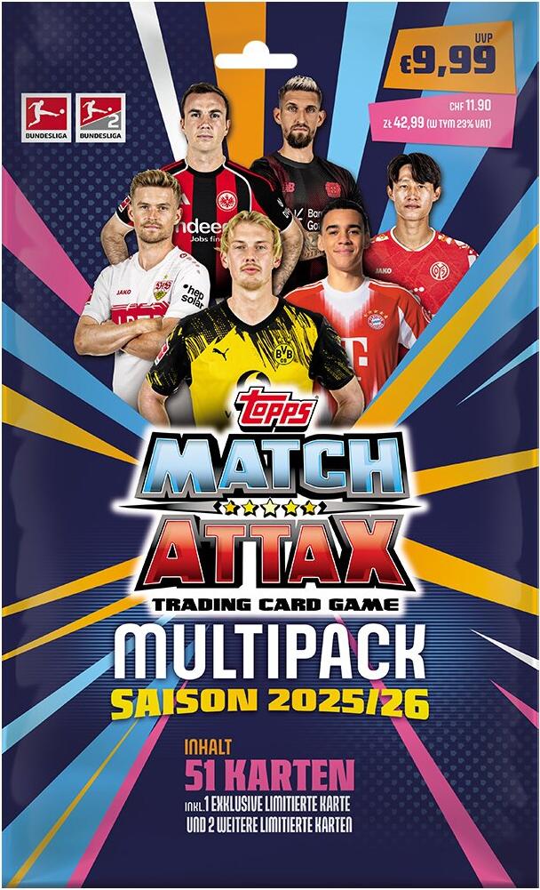 Topps Match Attax Bundesliga 2025/26 - 1 Multipack+ Heartforcards® Versandschutz 36-H2V7-P9X1