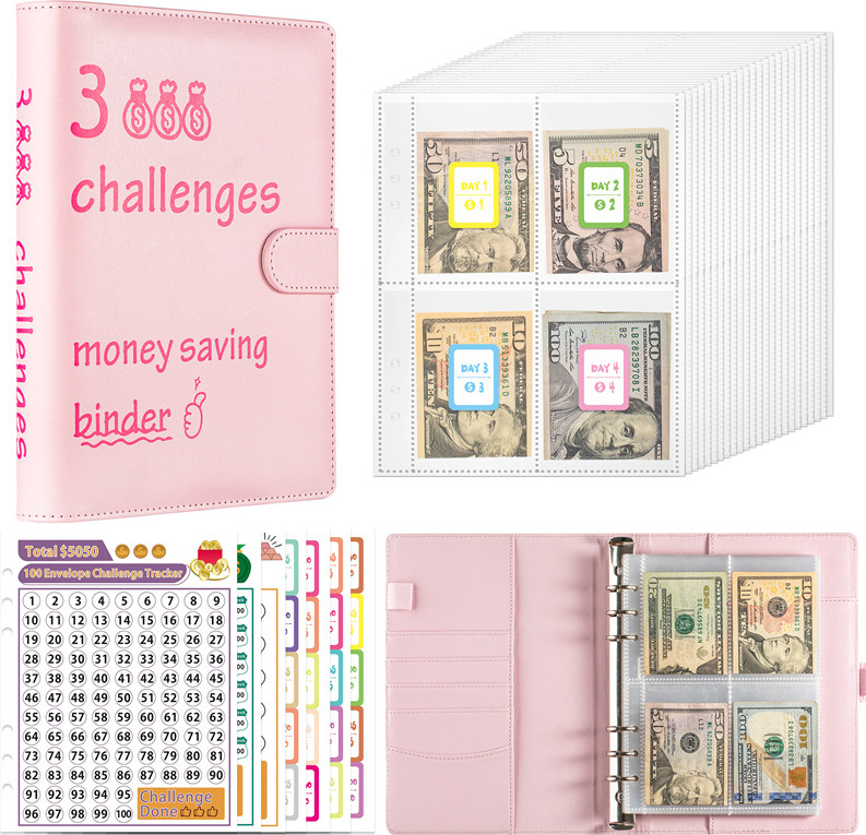 INF 100 Tage Geldspar-Challenge-Buch (A5-Taschenausgabe) Rosa 357082