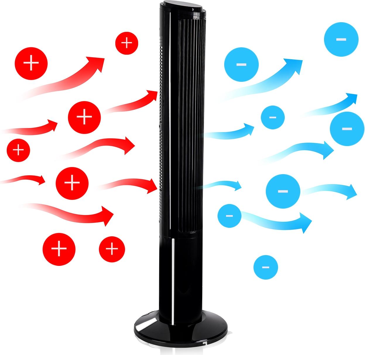 Turmventilator mit Fernbedienung MalTec Ionisator Luftkühler Lüfter Windmaschine Ionisierung 45W hoch 102cm Schwarz leise