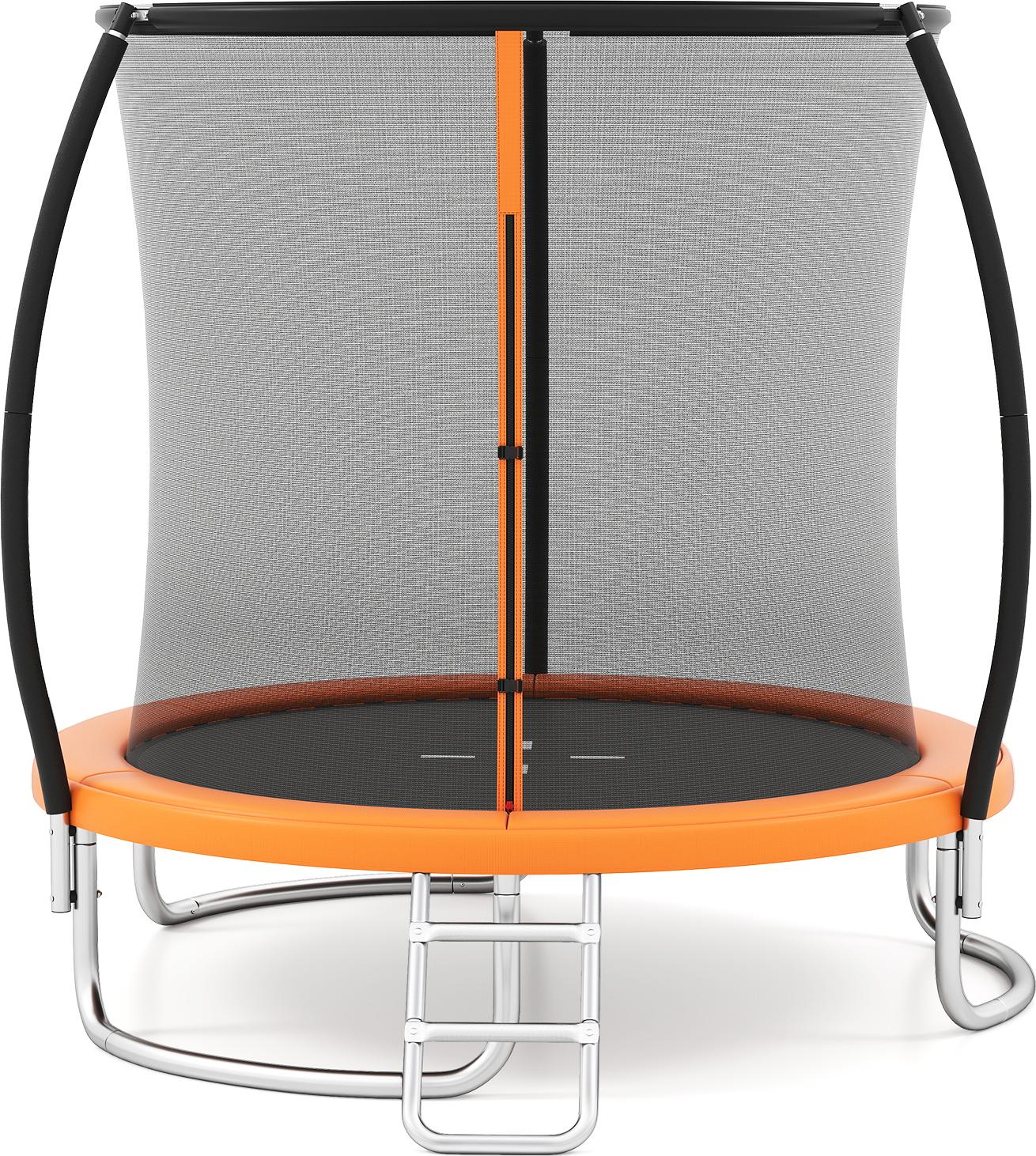 COSTWAY Ø244cm vonkajšia trampolína, záhradná okrúhla trampolína s rebríkom, bezpečnostnou sieťou, krytom okraja a kovovým rámom, detská trampolína pre deti a dospelých