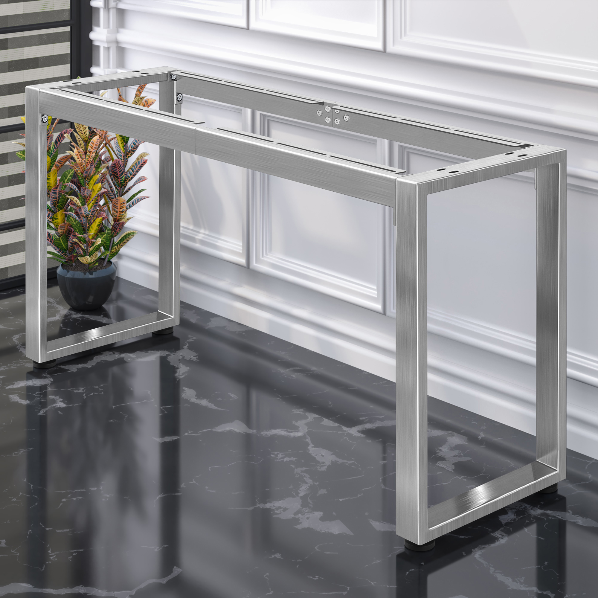 GGM Moebel International MORENA | Stehtischgestell L: B:H 159 x 60 x 105cm | 6cm | Edelstahl | Gastro Stehtischgestell, Bistro Stehtischgestell, Stehtischgestell, Kufen MorenaV159.2G60.6.105.E