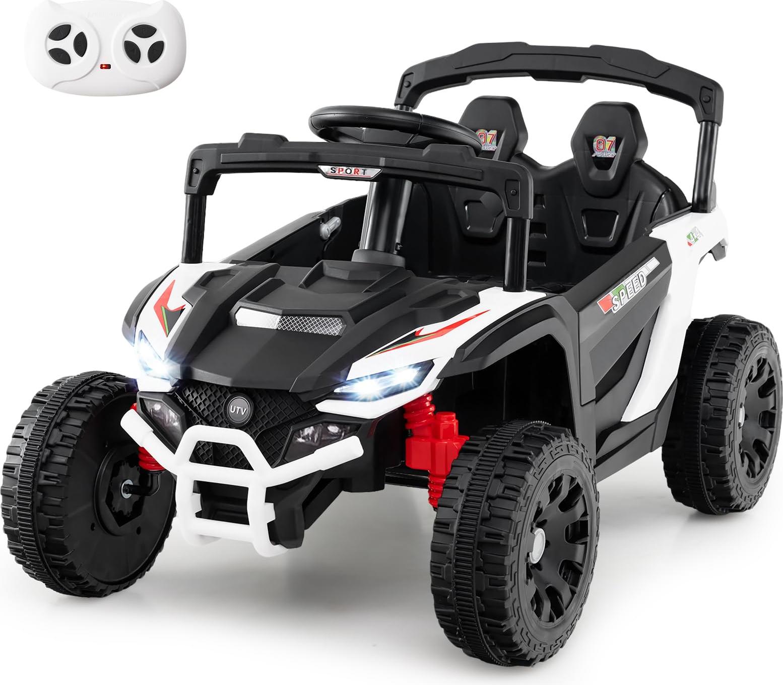 GOPLUS Elektroauto für Kinder, Elektrofahrzeug 12V, mit Musik, Hupe, Scheinwerfer, Fernbedienung & Pedal, Kinderfahrzeug für Kinder ab 3 Jahren