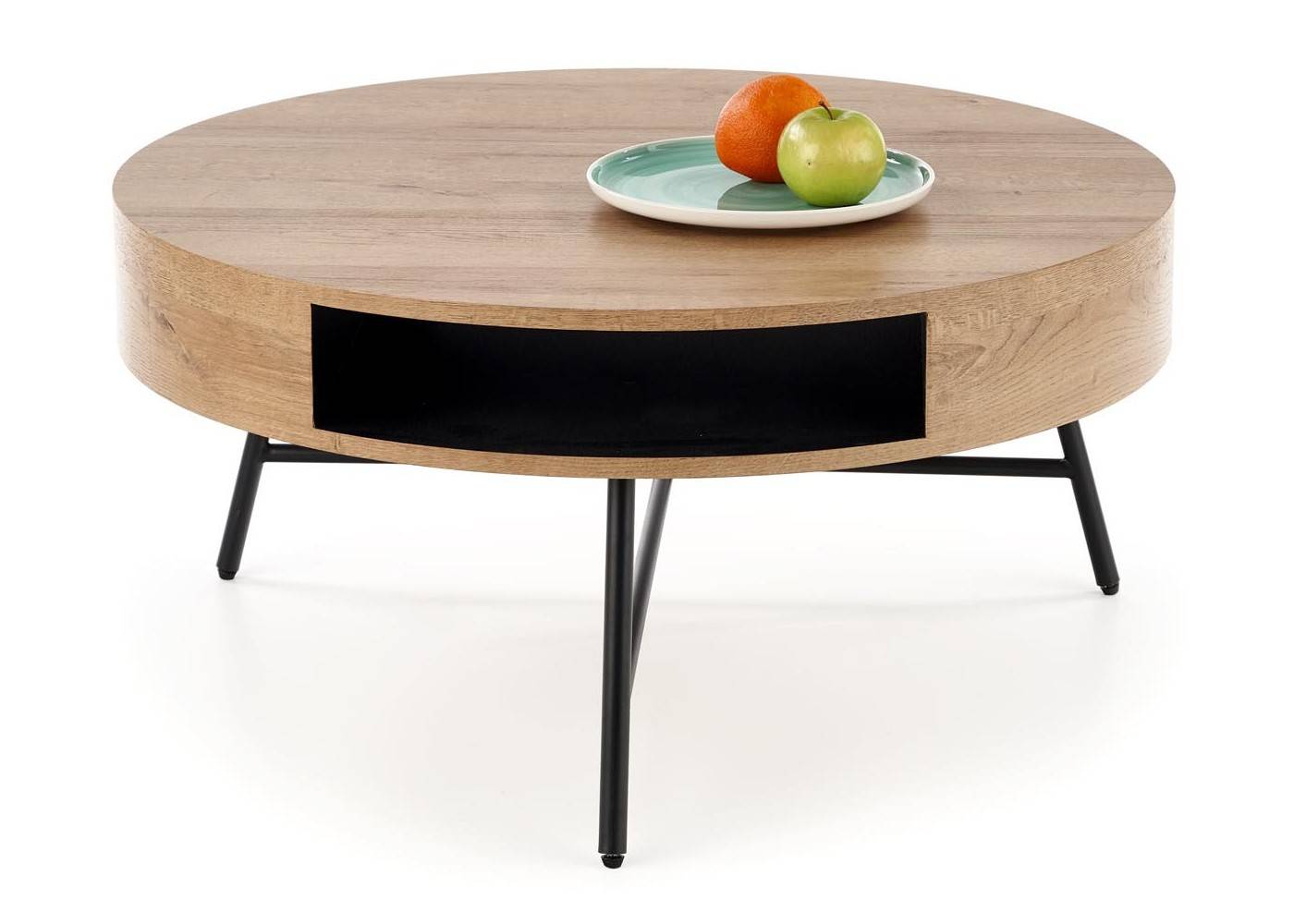 Halmar Moderne runde Sitzbank Camila, 80 cm lang, 80 cm breit, 41 cm hoch, aus Folie und Metall V-CH-CAMILA-LAW