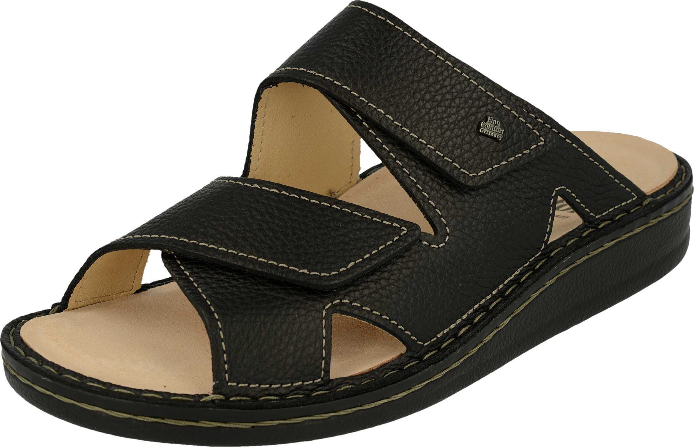 Finn Comfort, Danzig-Soft, pánske, mule, čierne, kožené, NEW - pánska obuv sandále / mule, čierne, kožené (bison)