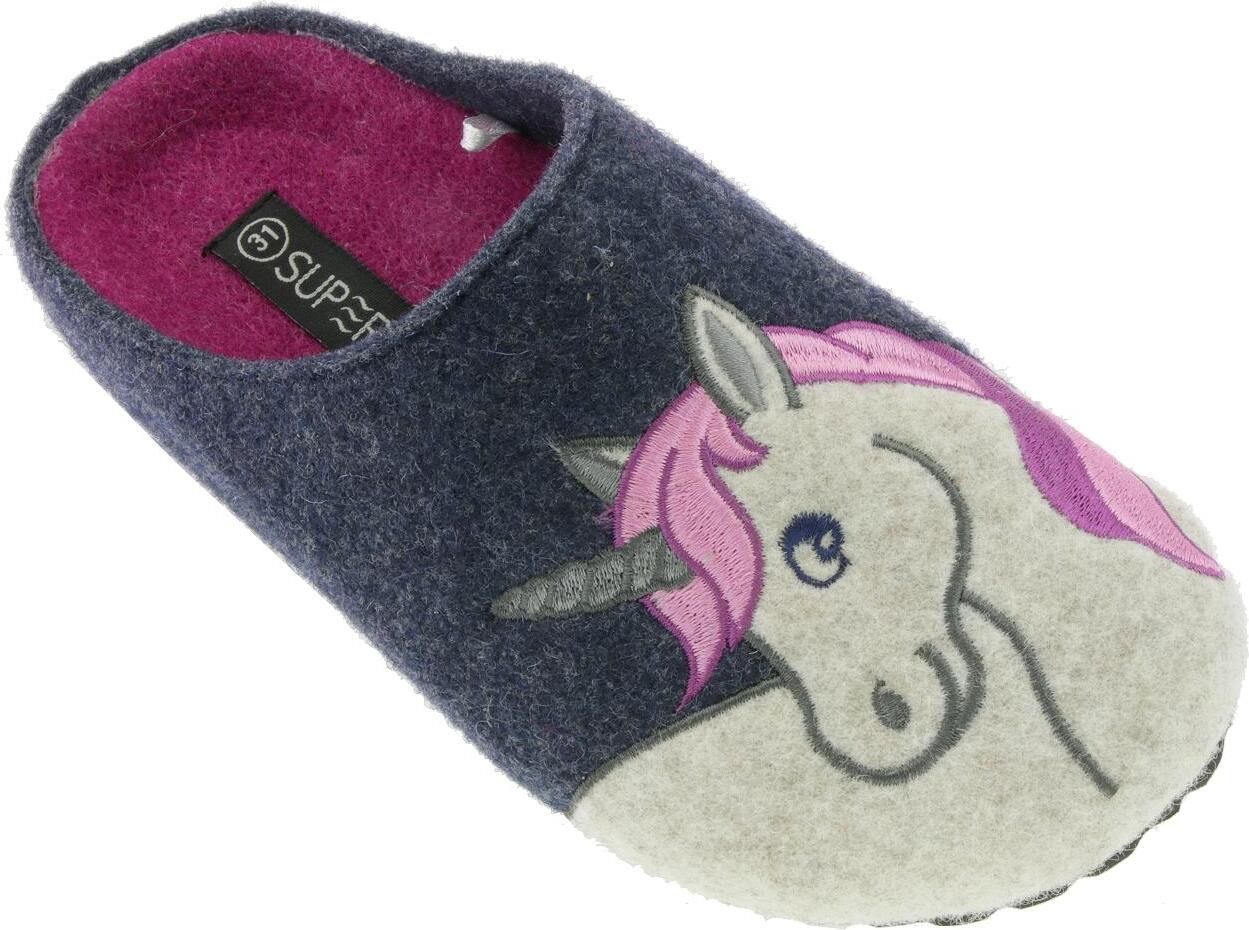 SUPERSOFT Kinder Hausschuh Einhorn EUR 31 blau