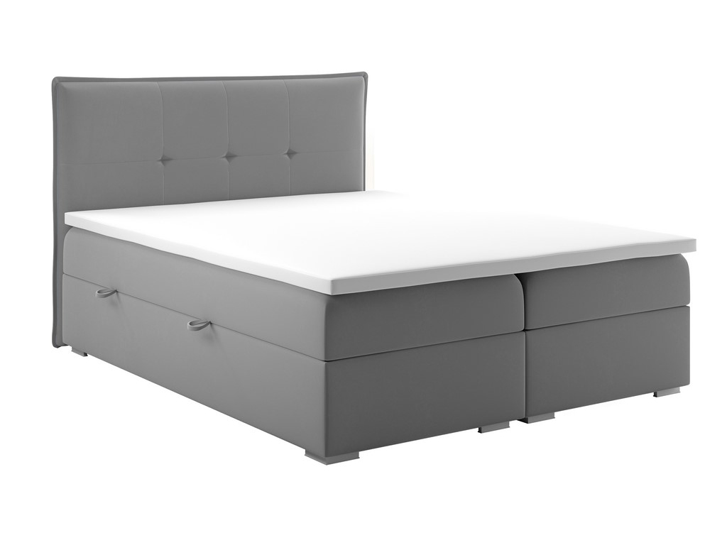 MOB, Manželská posteľ Boxspring 180 cm - Carla (sivá)(s úložným priestorom)