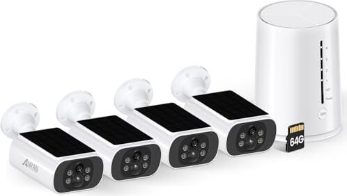 Anran 4MP FHD solárna monitorovacia kamera pre vonkajšie prostredie, batériová základňová stanica, bezdrôtová 4+1, farebné nočné videnie, centrálna správa a úložisko, 64 GB