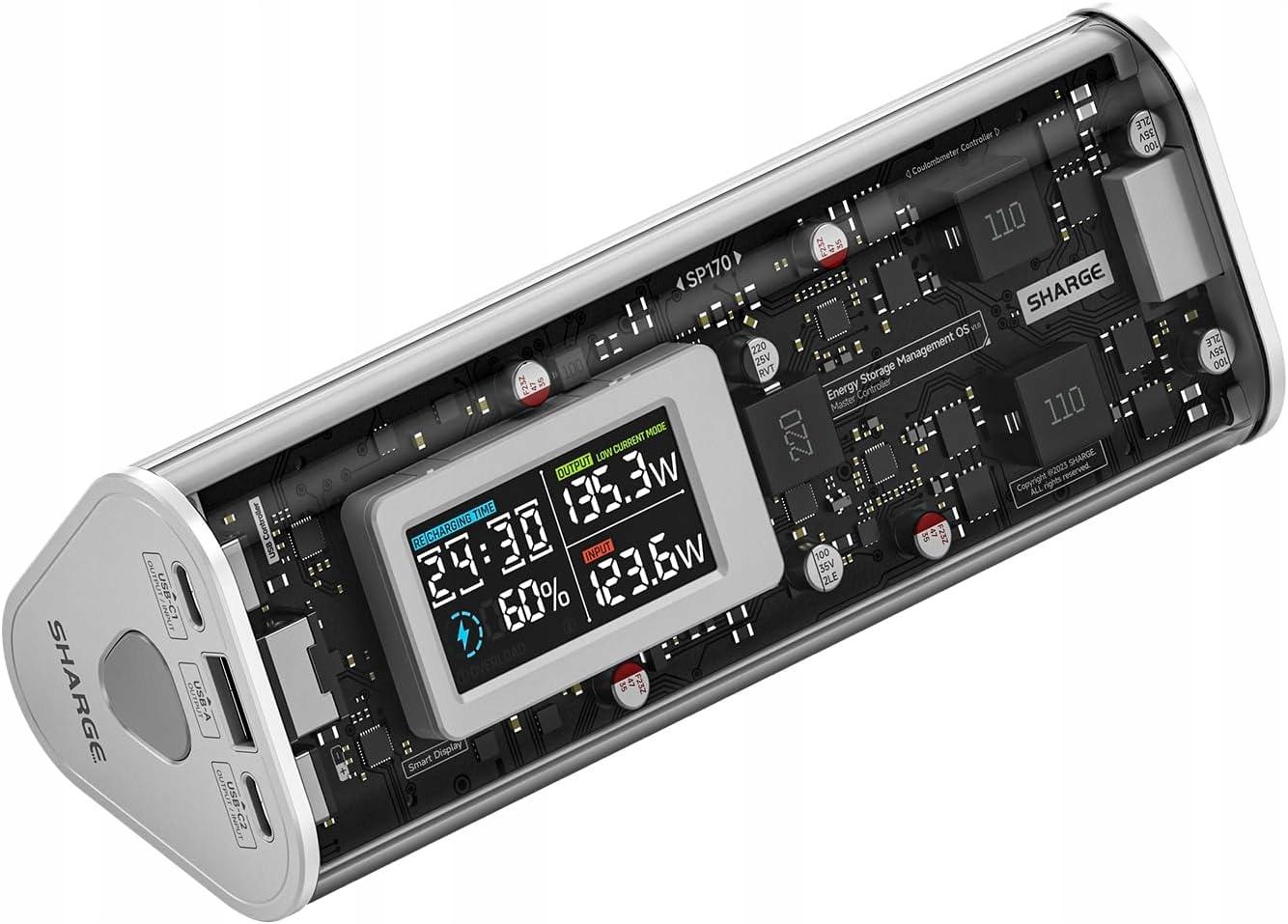 SHARGE YDD-SG-170-SBLJ-BAI, 24000 mAh, Power Delivery 2.0, Power Delivery 3.0, Power Delivery 3.1, Quick Charge 3.0, Quick Charge 4, 170 W, Weiß, Transparent