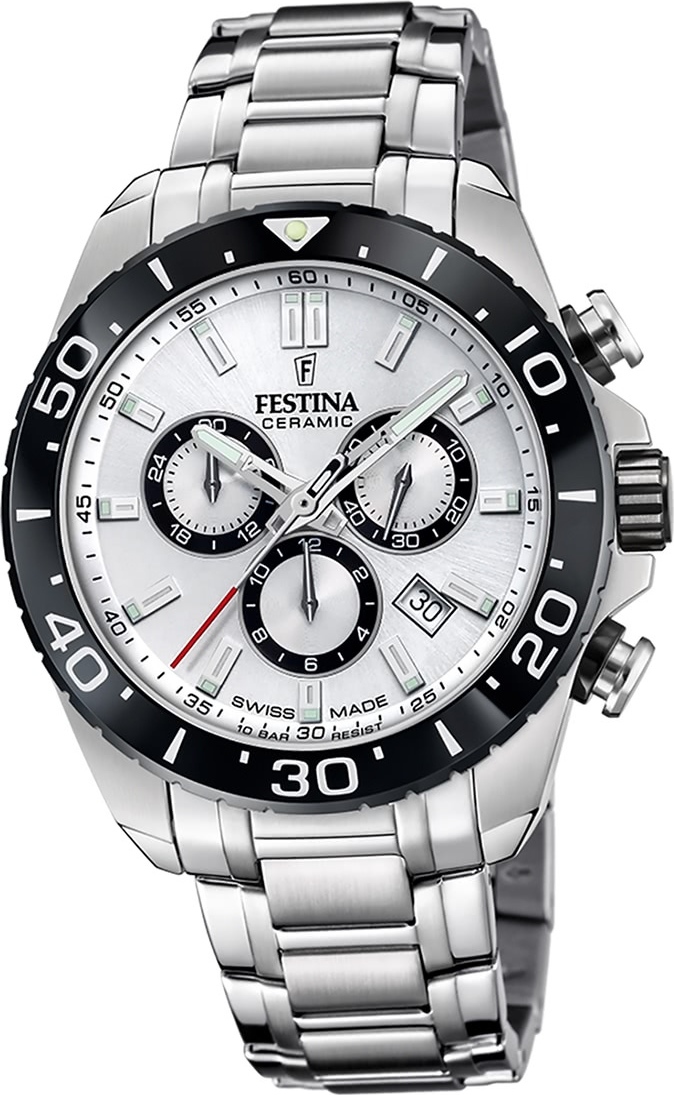 Festina pánske hodinky z ušľachtilej ocele strieborné Festina Swiss made náramkové hodinky D2UF20042/1